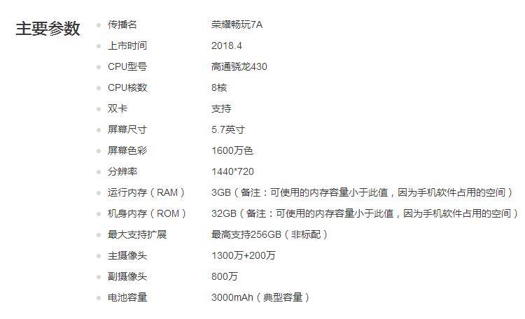 honro荣耀畅玩7a 3gb 32gb